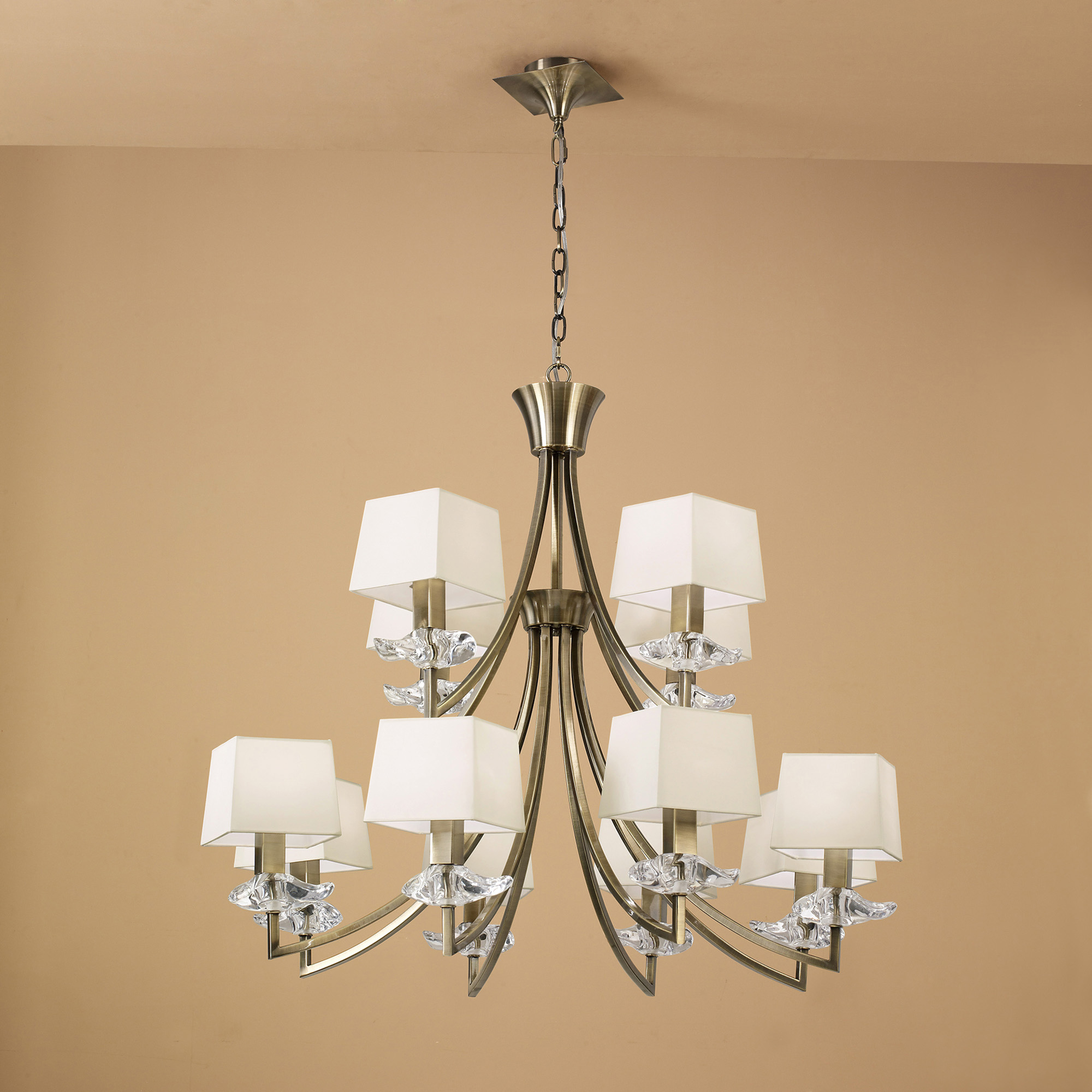 Akira Antique Brass-Cream Ceiling Lights Mantra Multi Arm Fittings